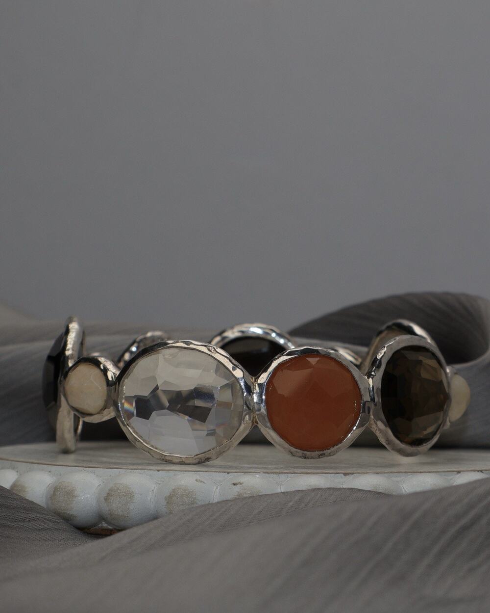 Ippolita Rock Candy Sterling Multi- Stones Bangle Bracelet 44.5G / 7in